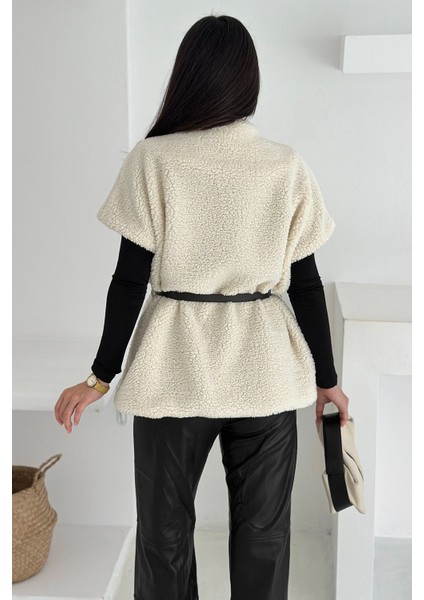 Kadın Kemerli Peluş Yelek – Sıcak & Yapılandırılmış Kış Stili