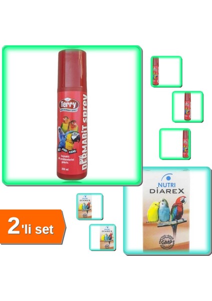 Kafes Kuşları Için Bit + Pire + Kene Sprey 200ML - Terry Sprey ve Diarex 2C3D6G