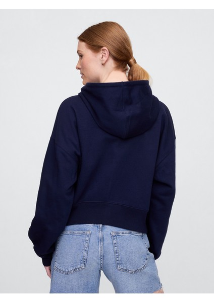 Kadın Lacivert Oversized Gap Logo Grafik Fermuarlı Sweatshirt fırsatları