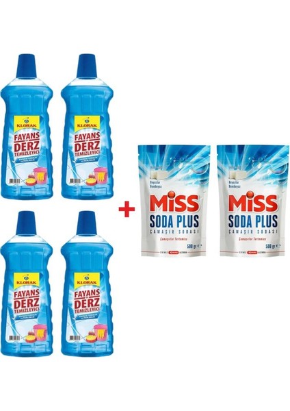Klorak 4 Adet 970 ml Fayans Derz Temizleyici 2 Adet Miss Soda Plus 500 ml