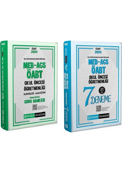 Pegem 2026 Öabt Meb-Ags Okul Öncesi Öğretmenliği Soru Bankası + 7 Deneme 2 Li Set Pegem Akademi Yayınları