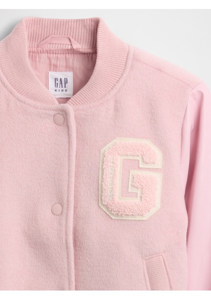 Kız Çocuk Pembe Yün Karışımlı Varsity Bomber Ceket fiyatları