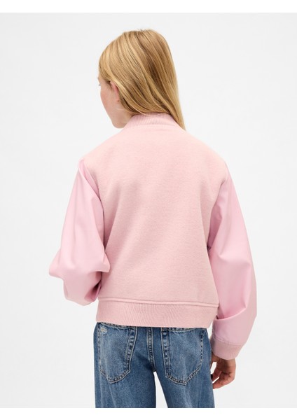 Kız Çocuk Pembe Yün Karışımlı Varsity Bomber Ceket fırsatları