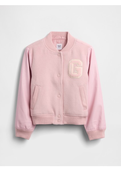 Kız Çocuk Pembe Yün Karışımlı Varsity Bomber Ceket indirimleri