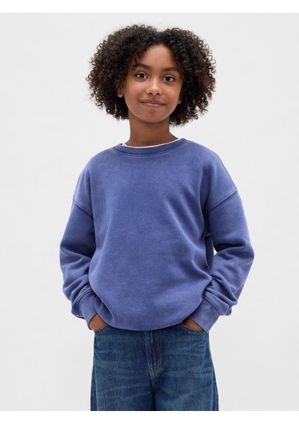 Erkek Çocuk Koyu Mavi Vintagesoft Relaxed Bisiklet Yaka Sweatshirt