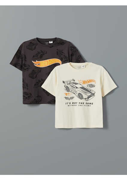 Yeni Sezon Bisiklet Yaka Hot Wheels Baskılı Erkek Çocuk Tişört