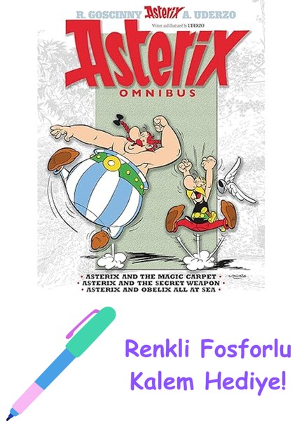 Asterix Omnibus 10: Asterix And The Magic Carpet, Asterix And The Secret Weapon, Asterix And Obelix All At Sea + Fosforlu Kalem Hediye