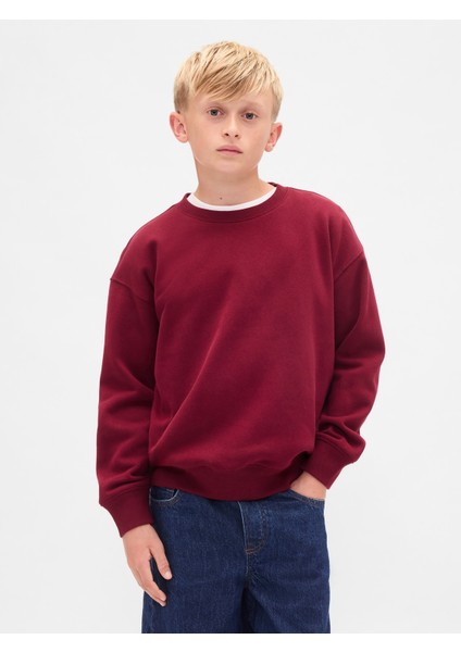 Erkek Çocuk Kırmızı Vintagesoft Relaxed Bisiklet Yaka Sweatshirt