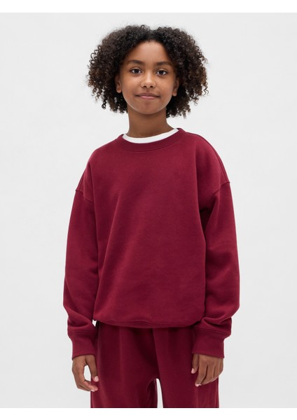 Erkek Çocuk Kırmızı Vintagesoft Relaxed Bisiklet Yaka Sweatshirt