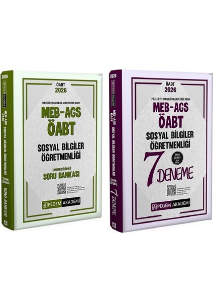 Pegem 2026 Öabt Meb-Ags Sosyal Bilgiler Öğretmenliği Soru Bankası + 7 Deneme 2 Li Set Pegem Akademi Yayınları