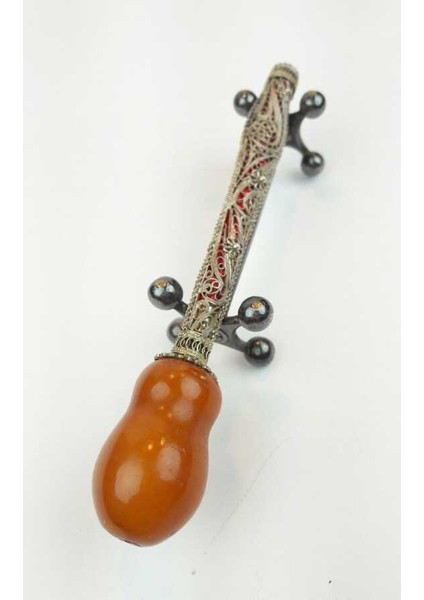 Osmanlı Damla Kehribar Gümüş Telkari Sigara Ağızlığı AOB158 modelleri