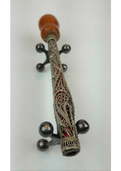 Osmanlı Damla Kehribar Gümüş Telkari Sigara Ağızlığı AOB158 indirimleri