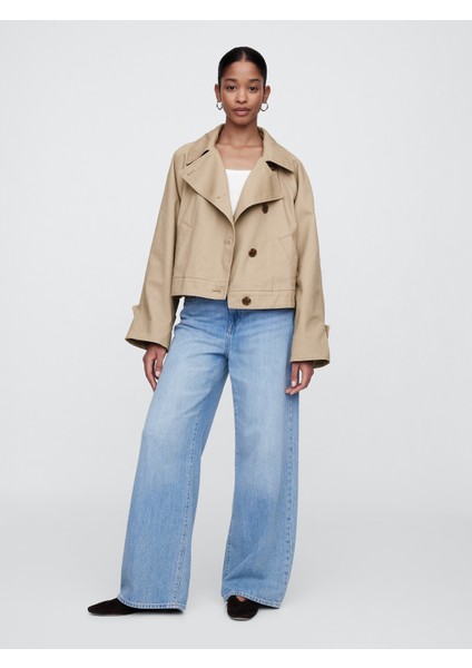 Kadın Bej Crop Kesim Trençkot fırsatları