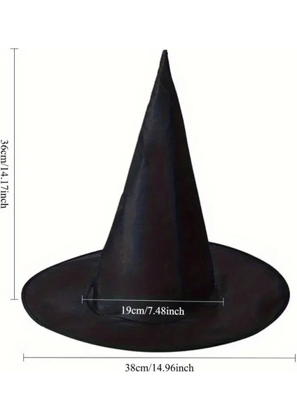 8 Adet Siyah Cadı Şapkası – Yetişkin &amp; Çocuk Kostüm Anessiworldesuarı