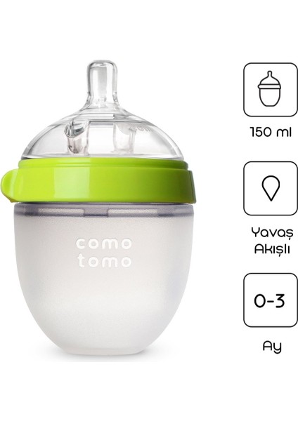 Comotomo Antikolik Silikon Biberon 150 ml 0-3 Ay Yeşil