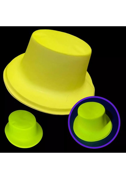 Neon Partisi Sarı Renk Plastik Fötr Şapka fiyatları