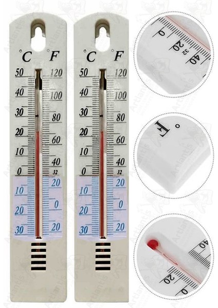 Termometre Plastik 2 Li 1 Paket Duvar Iç ve Dış Mekan Sıcaklık Ölçer Ev Bebek Odası Kuluçka Makinesi