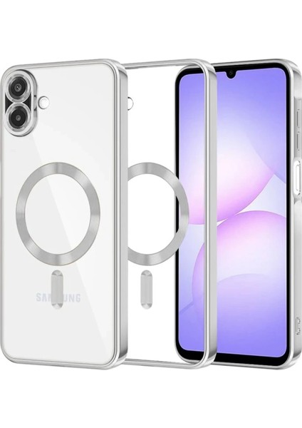 Samsung Galaxy A07 Için Magsafe ile Uyumlu Kılıf Kamera Lensli Korumalı Şeffaf Silikon Kapak