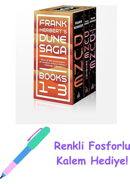 Frank Herbert's Dune Saga 3-Book Boxed Set: Dune, Dune Messiah, And Children Of Dune + Fosforlu Kalem Hediye