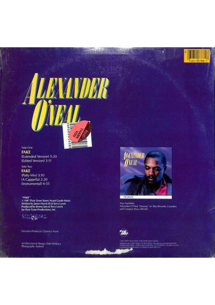 Alexander Oneal ‎– Fake 1987 Lp (109) PLK17629 fiyatları
