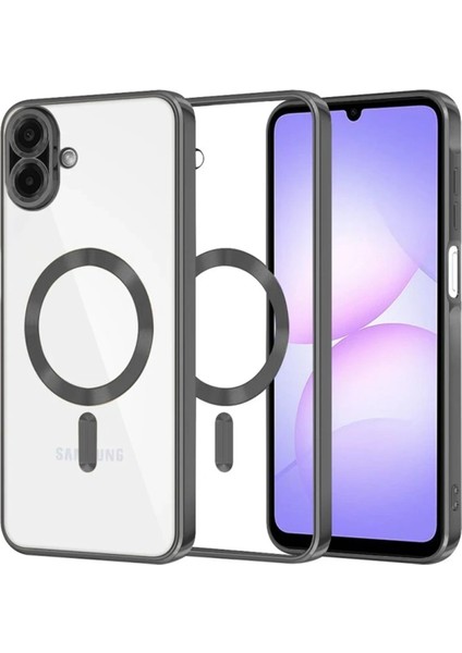 Samsung Galaxy A07 Için Magsafe ile Uyumlu Kılıf Kamera Lensli Korumalı Şeffaf Silikon Kapak