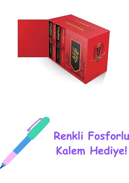 Harry Potter Gryffindor House Editions Hardback Box Set + Fosforlu Kalem Hediye