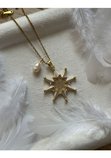 Gerçek Incili Çelik Kolye El Yapımı