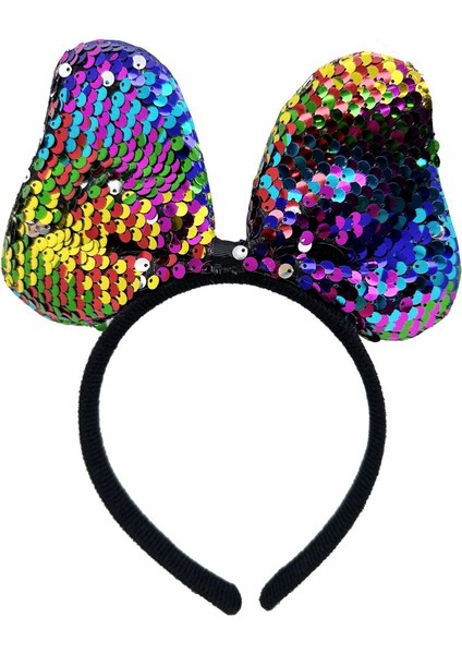 Renk Değiştiren Pullu Payetli Fiyonk Parti Tacı Rengarenk Gümüş Renk 20X16 cm fiyatları