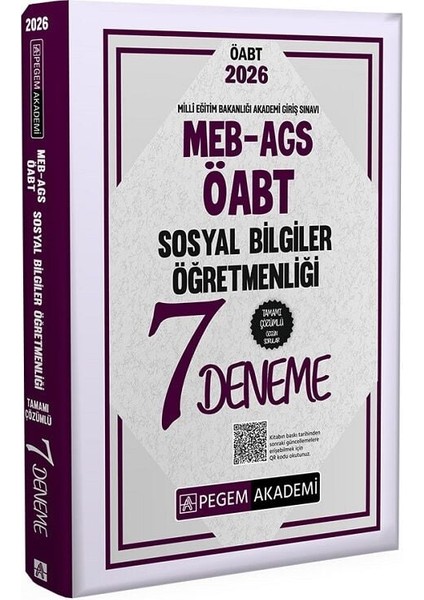 Pegem 2026 Öabt Meb-Ags Sosyal Bilgiler Öğretmenliği 7 Deneme Çözümlü Pegem Akademi Yayınları