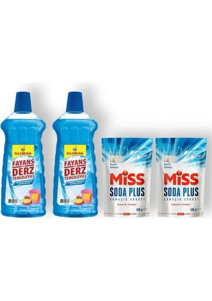 Klorak 2 Adet 970 ml Fayans Derz Temizleyici 2 Adet 500 ml Miss Soda Plus