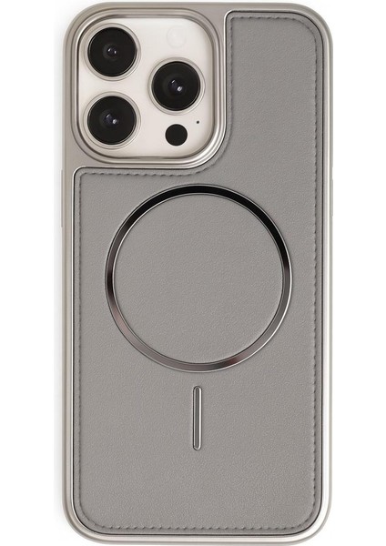 Neomag Case Iphone 16 Pro Max Gri Manyetik Özellikli Deri Kılıf
