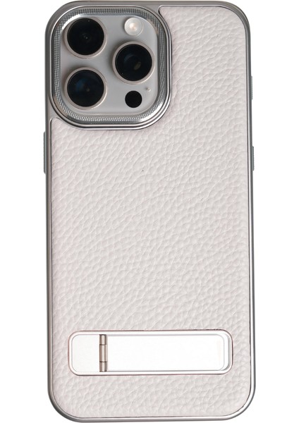 Caseon Iphone 15 Pro Max Gri Manyetik Özellikli Standlı Deri Kılıf