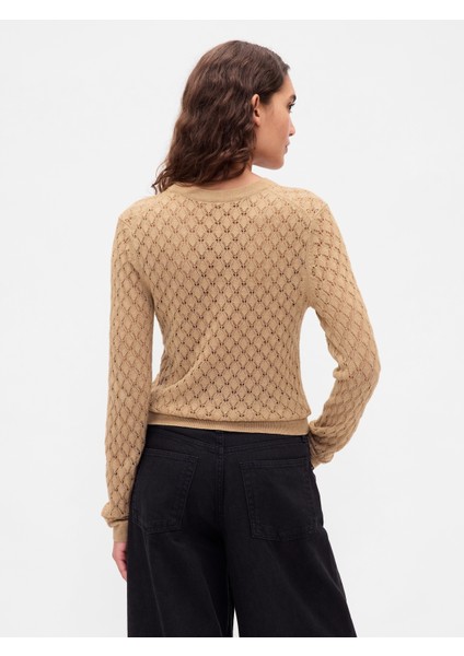 Kadın Kahverengi Pointelle Kazak fırsatları