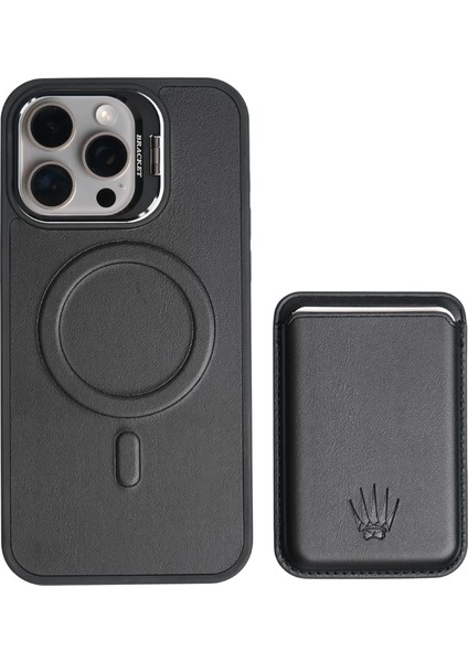 Primecase Iphone 16 Siyah Manyetik Özellikli Standlı Deri Kılıf+Kartlık modelleri