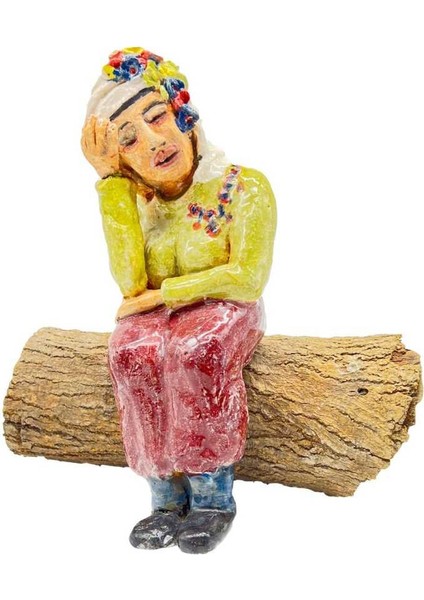 Anadolu Kadını Porselen Biblo (Gerçek Ahşaplı) AOB2895