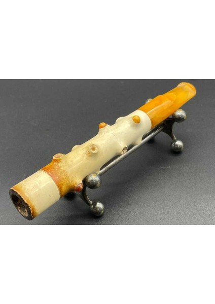 Eski Dönem Gövde Lüle Taşı Tepe Damla Kehribar Sigara Ağızlığı AOB2993