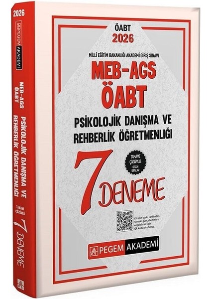 Pegem 2026 Öabt Meb-Ags Psikolojik Danışma ve Rehberlik 7 Deneme Çözümlü Pegem Akademi Yayınları