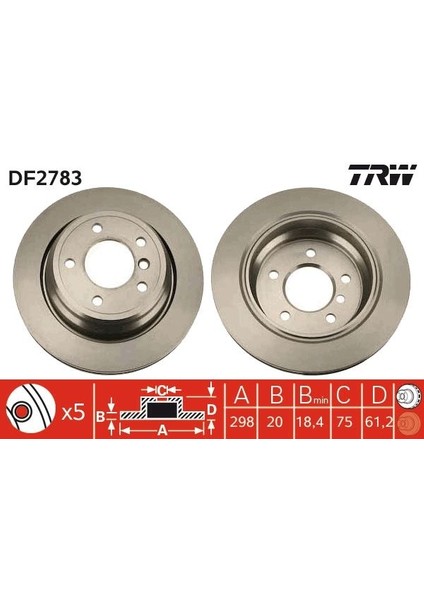 FREN DISKI ARKA HAVALI BMW E39 1996-2003 34216767060