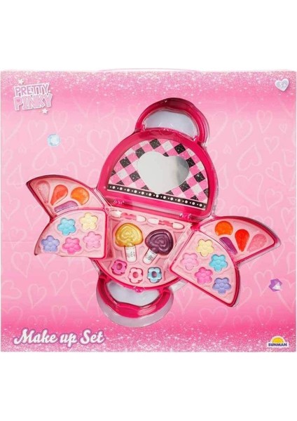 4278 Pretty Pinky 3 Katlı Pembe Çantalı Makyaj Seti -Nessiworldman modelleri