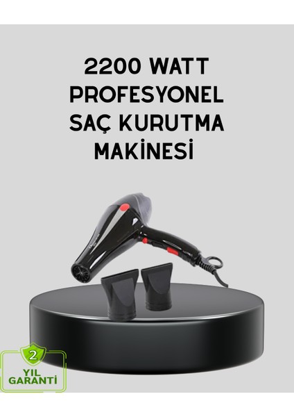 Profesyonel 2200W Fön Makinesi – Ac Motorlu, Hızlı Kurutma, Hafif Tasarım