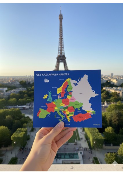 Gez Kazı Avrupa Haritası - 22X18 cm (Magnet) Kazınabilir Harita