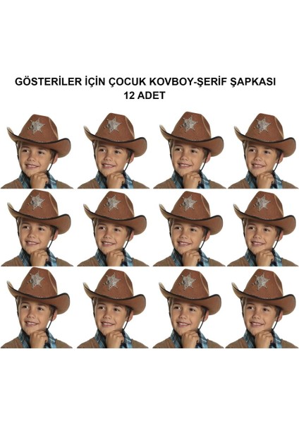 Kovboy Şerif Şapkası Kahve 12 Adet - Kostüm, Parti ve Gösteri Şapkası fiyatları