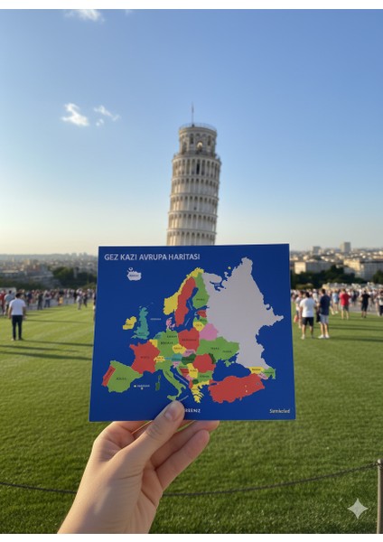 Gez Kazı Avrupa Haritası - 22X18 cm (Magnet) Kazınabilir Harita