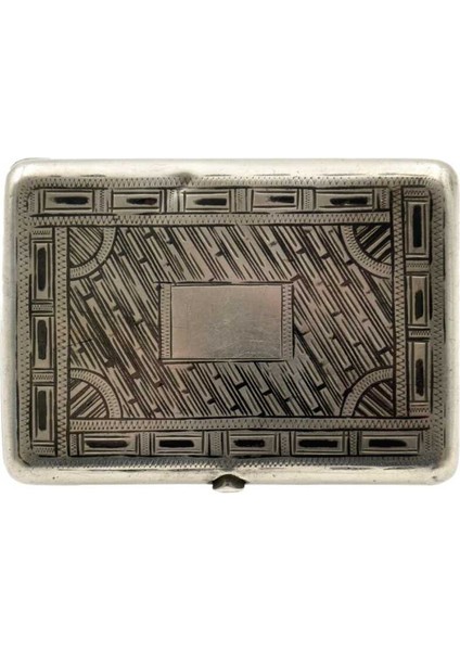 Motifi Altın Işlemeli Damgalı Savatlı Gümüş Tütün Tabakası AOB1059 fiyatları