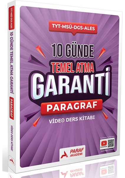 Paraf Akademi Yks Tyt Msü Dgs Ales Paragraf 10 Günde Temel Atma Garanti Video Ders Kitabı Paraf Akademi Yayınları