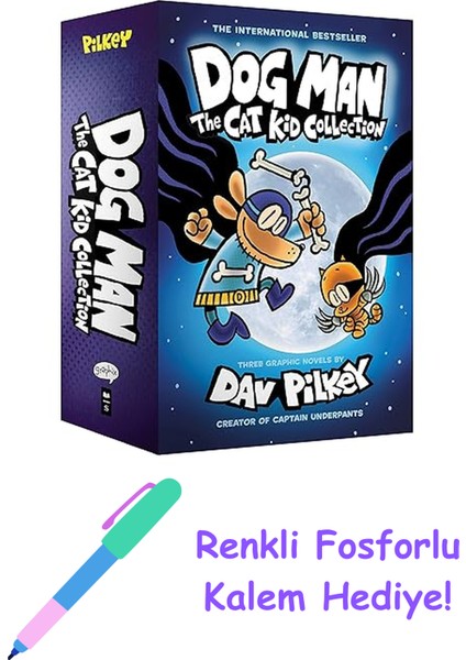 Dog Man: The Cat Kid Collection: From The Creator Of Captain Underpants (Dog Man #4-6 Box Set) + Fosforlu Kalem Hediye