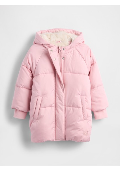 Kız Bebek Pembe Heavyweight Puffer Mont