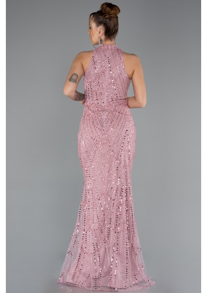 Halter Yaka Boncuklu Uzun Balık Abiye ABU4791 fiyatları