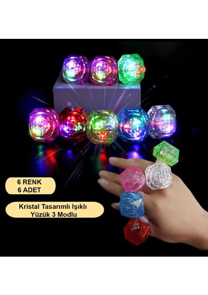 Kristal LED Parti Yüzük Seti (6&amp;#39;lı) fiyatları