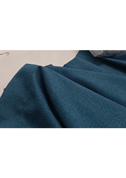 Mavi Hasır Keten Fon Perde - Pilesiz Dikim - MV5233 modelleri